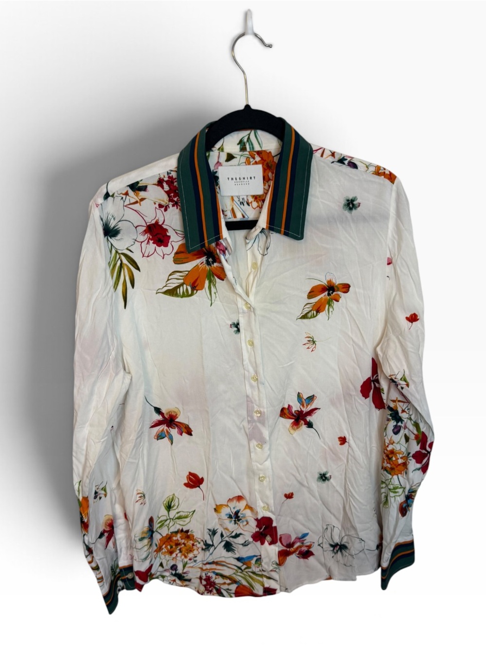 The Shirt By Rochelle Behrens Tropical Floral Button Down Shirt